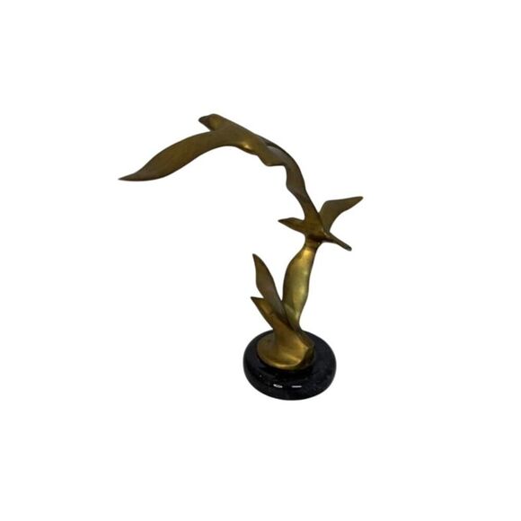 Vintage Mid Century Modern 3 Seagulls Birds in Flight Scupture Sold Brass Gatco - Picture 2 of 7